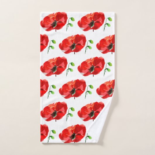 Originele Papavery waterverven Geppersonaliseerde  Bad Handdoek (Handdoek)