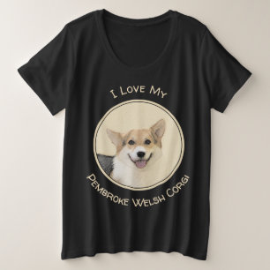 Originele Pembroke Welsh Corgi-schilderij - Kunst Grote Maat T-shirt