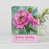 Originele Pioen F waterverven 50ste Verjaardagsfee Kaart (Staand voorkant)