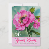 Originele Pioen F waterverven 50ste Verjaardagsfee Kaart (Voorkant)