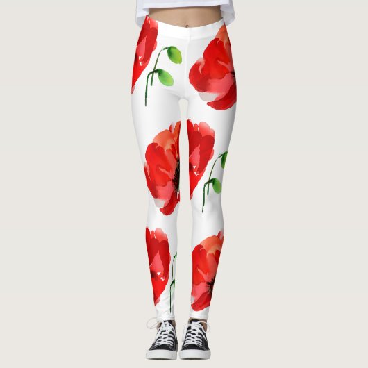 Originele Poppy waterverven Spring Leggings (Voorkant)