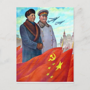 Originele propaganda Mao tse tung en Joseph Stalin Briefkaart