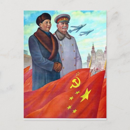 Originele propaganda Mao tse tung en Joseph Stalin Briefkaart (Voorkant)