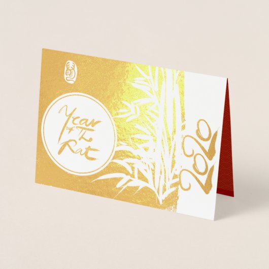 Originele Rats Bamboe schilderij 2020 Luxe Folie G Folie Kaarten (Voorkant)