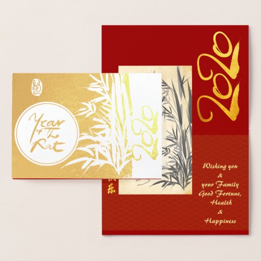 Originele Rats Bamboe schilderij 2020 Luxe Folie G Folie Kaarten (Display)