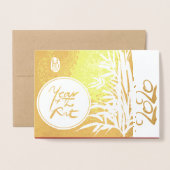 Originele Rats Bamboe schilderij 2020 Luxe Folie G Folie Kaarten (Voorkant met envelop)