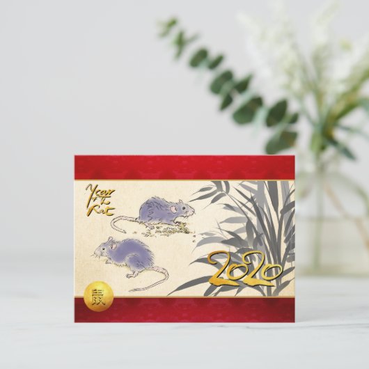 Originele Ratten Bamboe die 2020 HIP schilderen Uitnodiging Briefkaart (Staand voorkant)