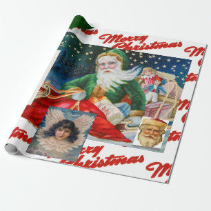 ORIGINELE RETRO CHRISTMAS COLLAGE WRAPPINGPAPIER CADEAUPAPIER