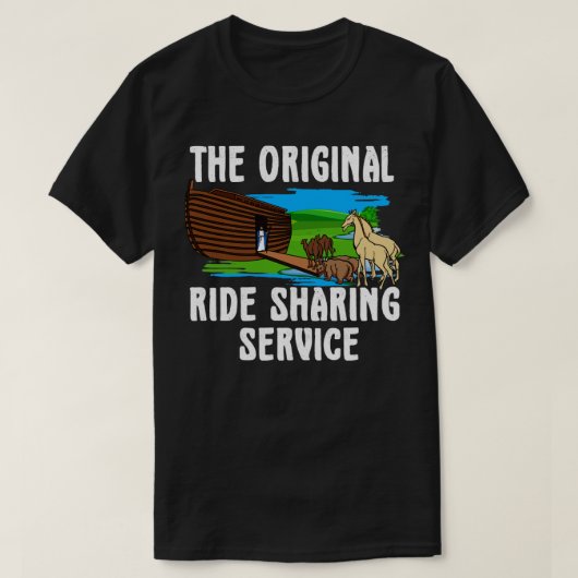 Originele Ride Sharing Noah op zijn Ark Funny Chri T-shirt (Design voorkant)