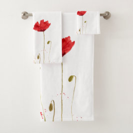 Originele rode papaver bloemen Floral tuinis, vers Bad Handdoek