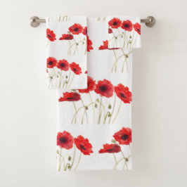 Originele rode papaver bloemen Floral tuinis, vers Bad Handdoek