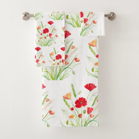 Originele rode papavers bloemen Sinaasappel Bad Handdoek (Insitu)