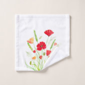 Originele rode papavers bloemen Sinaasappel Bad Handdoek (Wasdoekje)