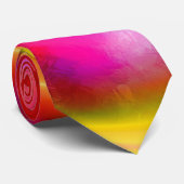 Originele Rood Roze Geel Abstracte Kunst Stropdas (Opgerold)