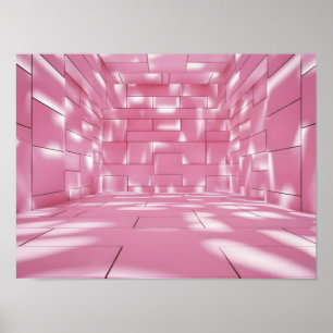 Originele roze achtergrond met licht en schaduw poster
