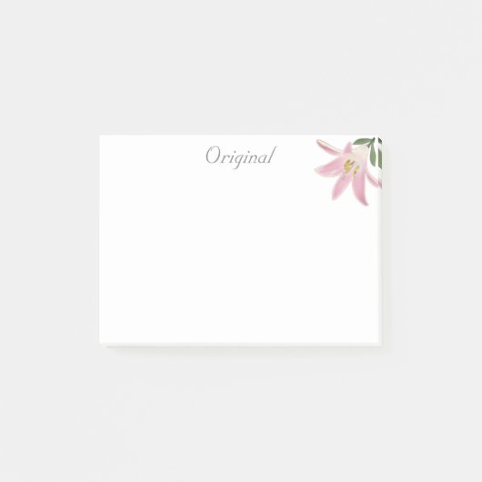 Originele roze Amaryllis Bloem op Wit Post-it® Notes (Voorkant)