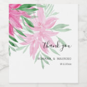 Originele Roze Bloemenschildering Handgeschilderd Wijn Etiket (Enkel label)