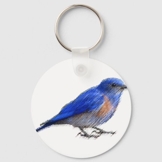 Originele schets van een blauwe vogel (blauwvogel) sleutelhanger (Voorkant)