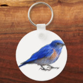 Originele schets van een blauwe vogel (blauwvogel) sleutelhanger (Voorkant)