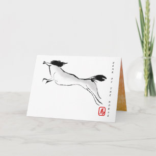Originele Schilderij Chinees Paardenjaar Verjaarda Feestdagen Kaart