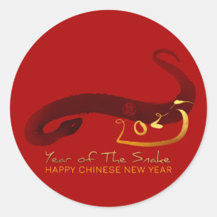 Originele Schilderij Slang Chinese Maan Nieuwjaar Ronde Sticker
