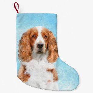 Originele schilderij van Welsh Springer Spaniel -  Kleine Kerstsok