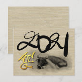 Originele Schilderij Waterbuffel Os Nieuwjaar P Briefkaart (Voorkant / Achterkant)