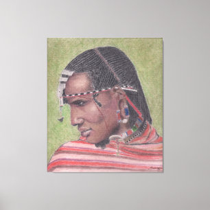 Originele schilderijen op de Maasai Warrior van he Canvas Afdruk