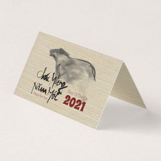 Originele schildering OX Vietnamees Nieuwjaar 2021 Kaart (Voorkant)