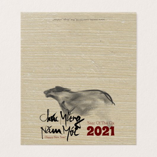 Originele schildering OX Vietnamees Nieuwjaar 2021 Kaart (Buitenkant ongevouwen)
