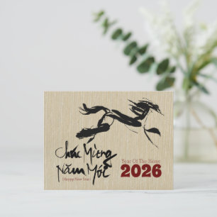 Originele schildering Paard Vietnamees Nieuwjaar 2 Briefkaart