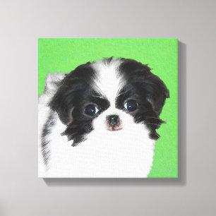Originele Schildering van Japanse Chin Puppy - Ori Canvas Afdruk