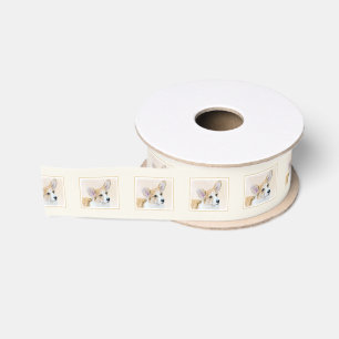 Originele Schildering van Pembroke Welsh Corgi - H Grosgrain Lint