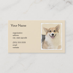 Originele Schildering van Pembroke Welsh Corgi - O Visitekaartje