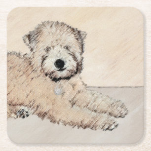 Originele Schildering van Soft Coated Wheaten Terr Kartonnen Onderzetters