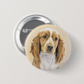 Originele schilderkunst van Welsh Springer Spaniel Ronde Button 5,7 Cm (Voorkant /achterkant)