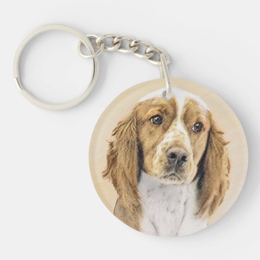 Originele schilderkunst van Welsh Springer Spaniel Sleutelhanger (Voorkant)