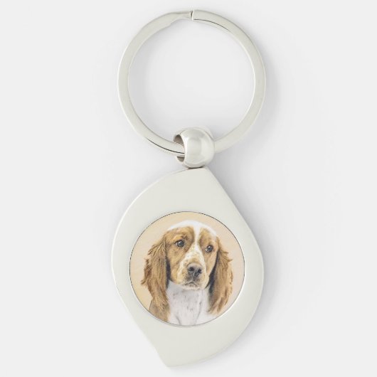 Originele schilderkunst van Welsh Springer Spaniel Sleutelhanger (Voorkant)