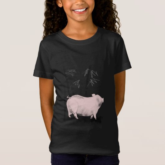 Originele Shirt van de Tekening Varken en Bamboe G (Voorkant)