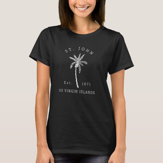 Originele Sint-John Maagdeneilanden — palmboomstam T-shirt (Voorkant)