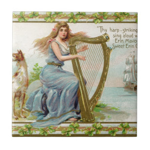 Originele Sint Patrick's dag harp & dame Tegeltje