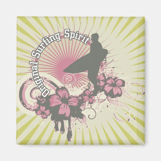 Originele Surfende Gedistilleerde T-shirts en cade Magneet (Voorkant)