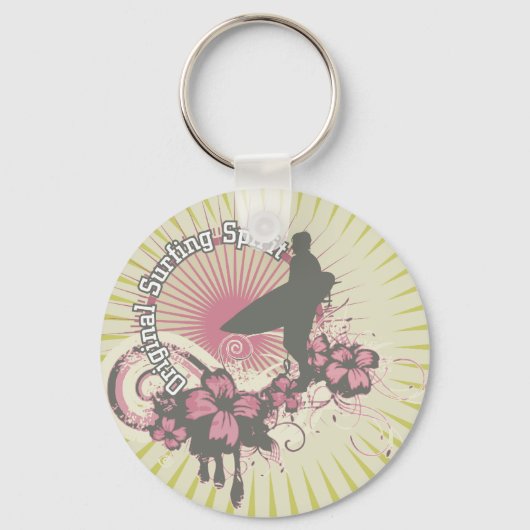 Originele Surfende Gedistilleerde T-shirts en cade Sleutelhanger (Voorkant)