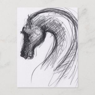 Originele tekening 1 Paard Jaar Dierenriem ansicht Briefkaart
