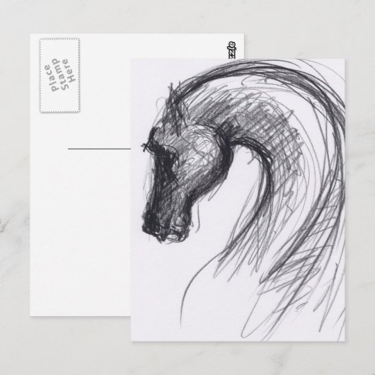 Originele tekening 1 Paardenjaar Dierenriem Ansich Briefkaart (Voorkant / Achterkant)