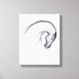 Originele tekening van 2 Paarden Jaar Zodiac Canva Canvas Afdruk