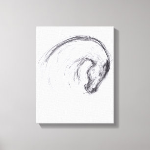 Originele tekening van 2 Paarden Jaar Zodiac Canva Canvas Afdruk