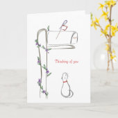 Originele tekening van een kat die naar een vogel kaart (Gele Bloem)