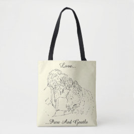 Originele tekening van meisje kussen een hond tote bag
