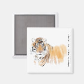 Originele tijger Waterverf Chinese Zodiac SqM Magneet (Voorkant / Achterkant)